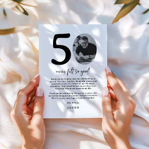 Modern Photo 50th Birthday Thank You Card