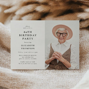 Modern Photo 80th Birthday Party Invitation