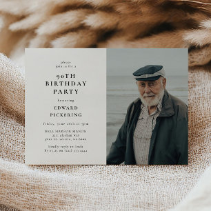 Modern Photo 90th Birthday Party Invitation