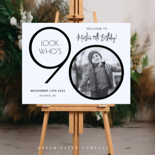 Modern Photo 90th Birthday Welcome Sign