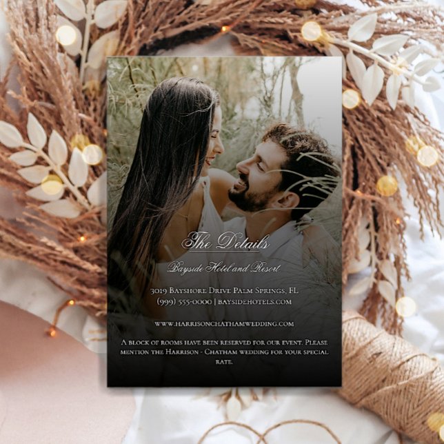 Modern Photo and Black Overlay Wedding Enclosure Card (Modern Photo and Black Overlay Wedding Enclosure Card)