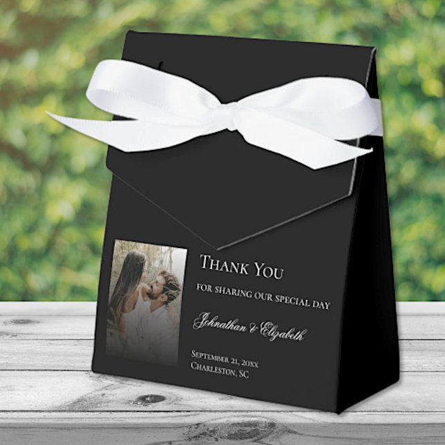 Modern Photo and Black Overlay Wedding Favour Box (Modern Photo with Black Overlay Wedding Favor Box)