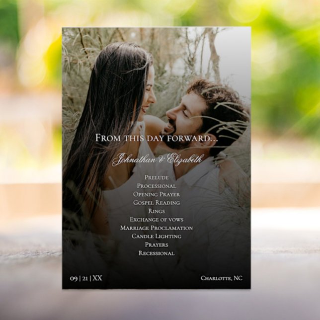 Modern Photo and Black Overlay Wedding Programme (Modern Photo and Black Overlay Wedding Program)