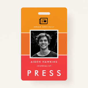 Modern photo and name Press ID ID Badge