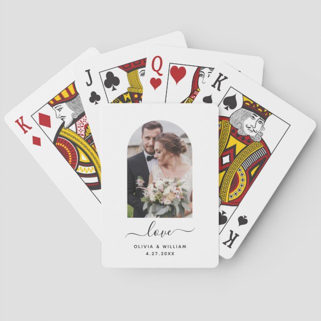 Modern Photo Arch | Black and White Love Playing Cards (Back)
