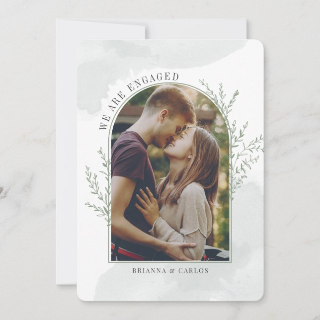 Modern Photo Arch Botanical Engagement Save The Date (Front)