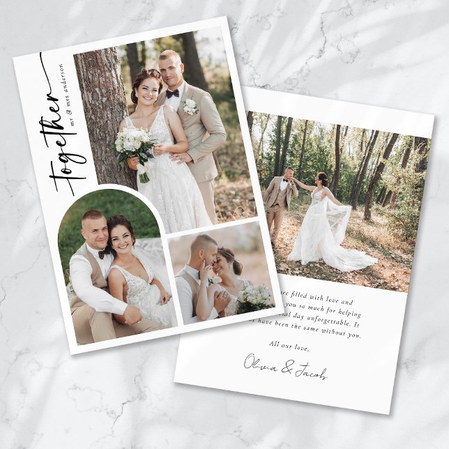 Modern Photo Arch Calligraphy Together Wedding Thank You Card (Creator Uploaded)