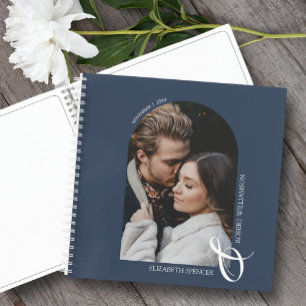 Modern Photo Arch Navy Blue Wedding Guest Book