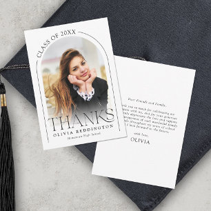 Modern Photo Arch Typography Graduation  Thank You Card