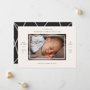 Modern Photo Baby Stats Birth Announcement Card