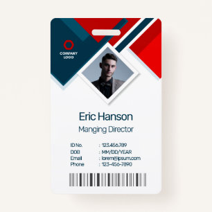 Modern Photo, Bar Code, Logo, Name ID Badge