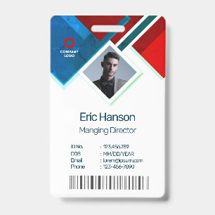 Modern Photo, Bar Code, QR, Name Badge ID Badge