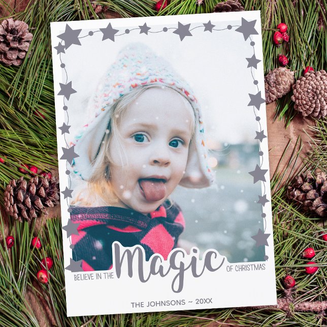 Modern Photo Believe in the Magic of Christmas Holiday Card (Creator Uploaded)