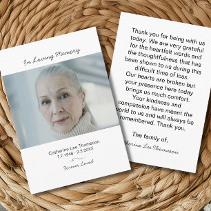 Modern Photo Bereavement  Funeral Thank You Card