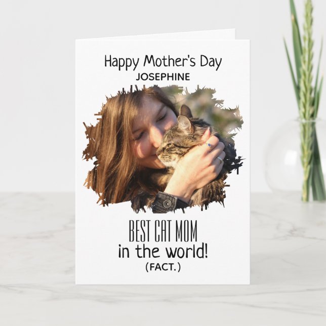 Modern Photo Best Cat Mum (Fact) | Mothers Day Hol Holiday Card (Front)