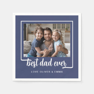 Modern Photo Best Dad Ever  Napkin