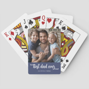 Modern Photo Best Dad Ever Script Playing Cards