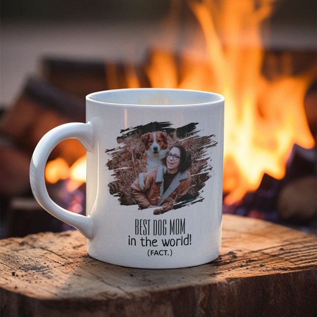 Modern Photo Best Dog Mum (Fact) | Personalised Coffee Mug (Creator Uploaded)