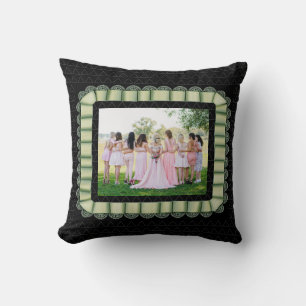 Modern Photo Best Friends Bridal Lace Light Green Cushion