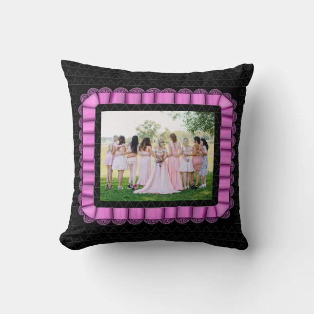 Modern Photo Best Friends Bridal Lace Purple BFF Cushion (Front)