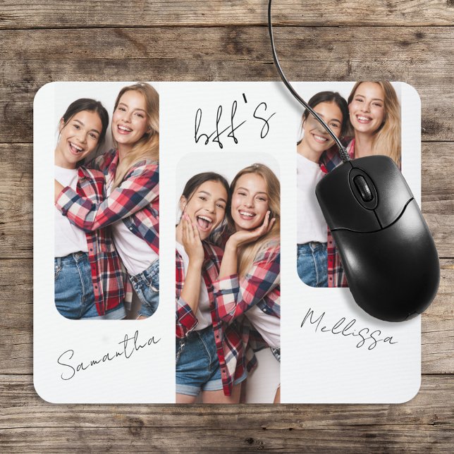 Modern Photo BFF Friends Personalised Mouse Pad (Creator Uploaded)