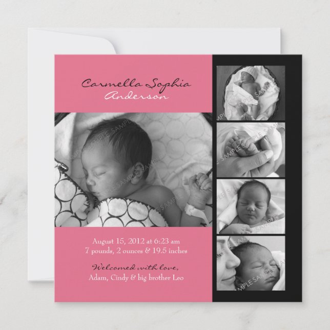 Modern Photo Birth Announcement (Front)