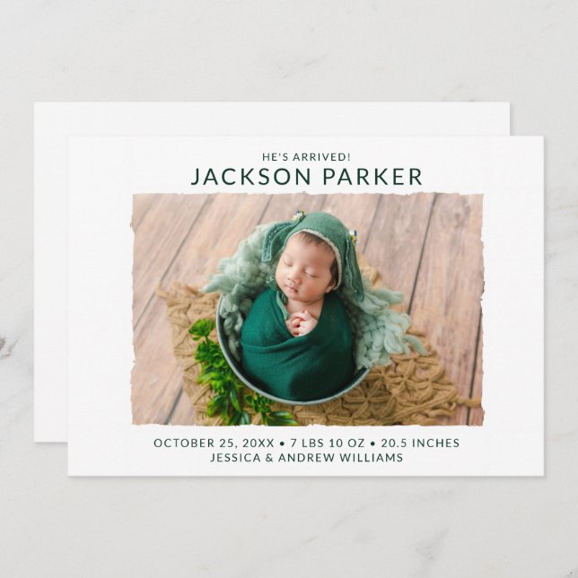 Modern Photo Birth Announcement (Front/Back)