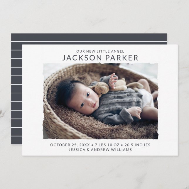 Modern Photo Birth Announcement (Front/Back)