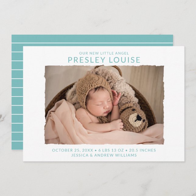 Modern Photo Birth Announcement (Front/Back)