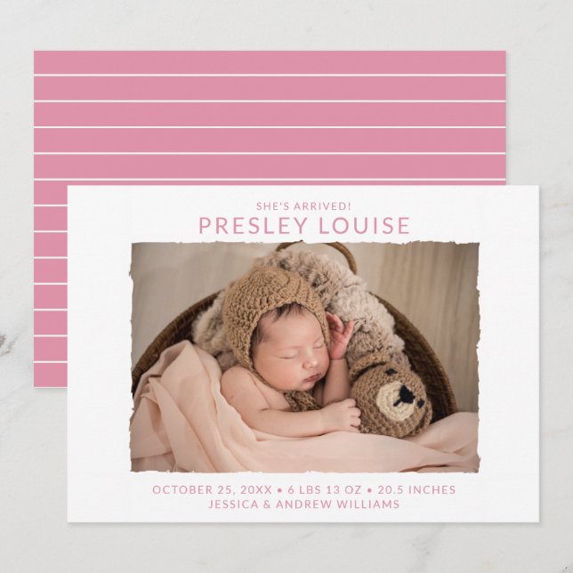 Modern Photo Birth Announcement (Front/Back)