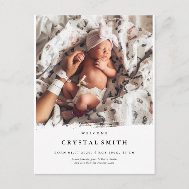 Modern photo birth announcement | baby photo card (Front)