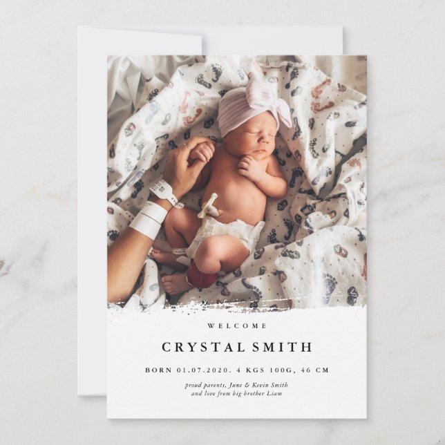 Modern photo birth announcement | baby photo card (Front)