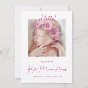 Modern Photo Birth Announcement Card