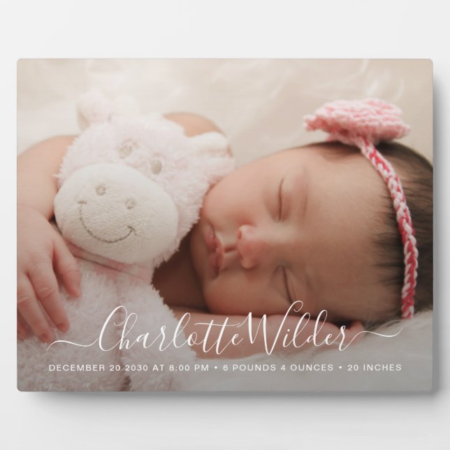 Modern Photo Birth Announcement Plaque (Front)