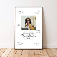 Modern Photo Birthday Guest Signing Board