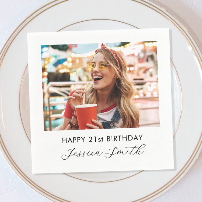 Modern Photo Birthday Napkin (Creator Uploaded)