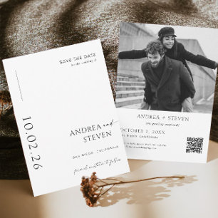 Modern Photo Black and White Wedding Save the Date Invitation