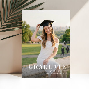 Modern Photo Black Bow Graduation Party Thank You Postcard