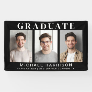 Modern Photo Black Graduation Banner