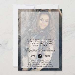 Modern Photo Black Text Overlay Death Anniversary Invitation