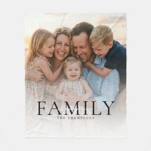 Modern Photo Black Typography Elegant Family Fleece Blanket