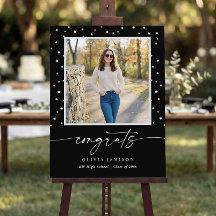 Modern Photo Black White Graduation Party Welcome
