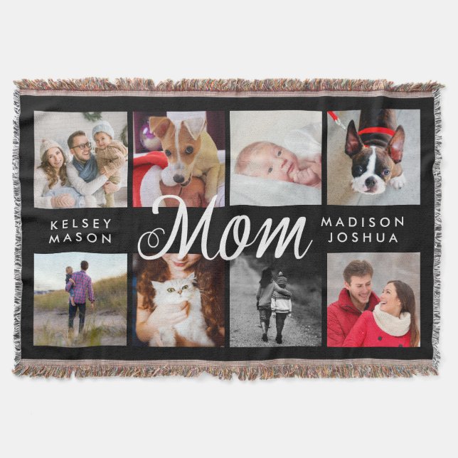 Modern Photo Blanket for Mum | Black and White (Front)