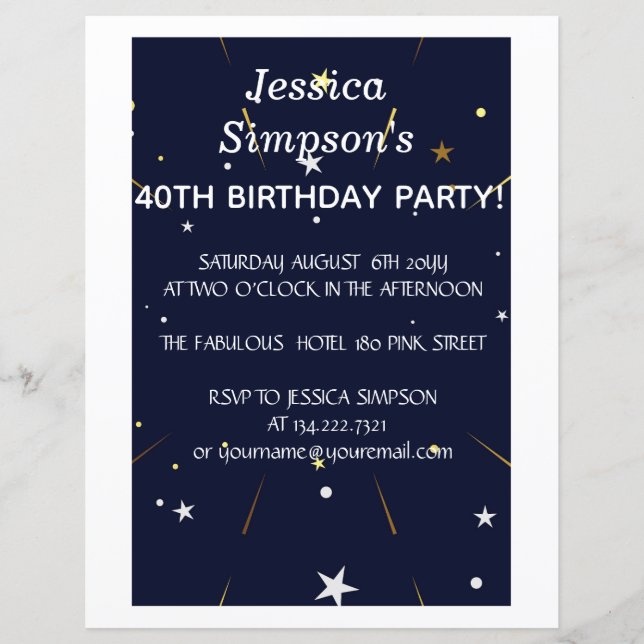 Modern photo blue 40th birthday party | Invitation (Front)