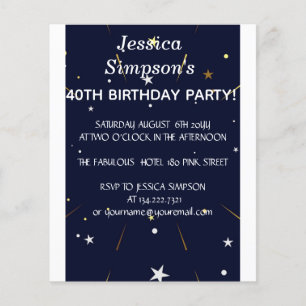 Modern photo blue 40th birthday party Invitation Flyer