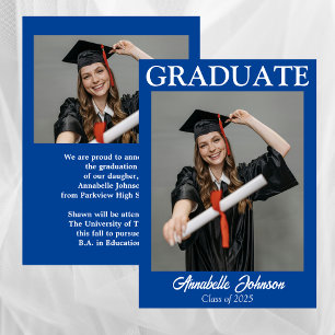 Modern Photo Blue Graduation Announcement