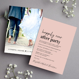 Modern Photo Blush Wedding Reception Invitation