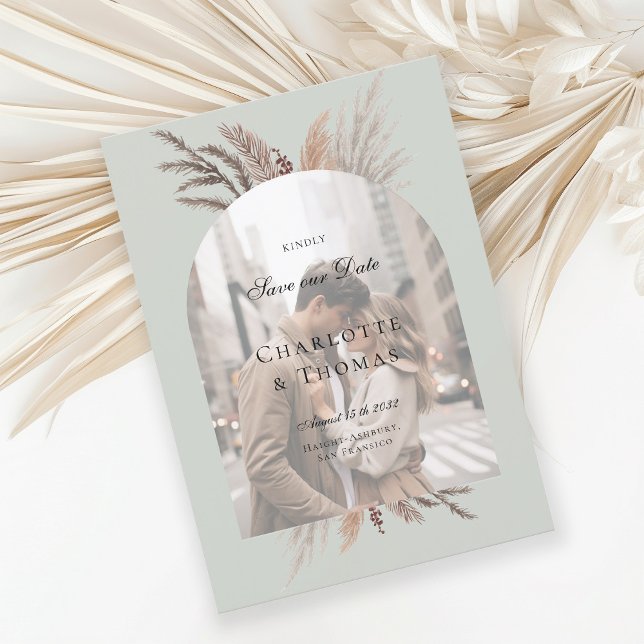 Modern Photo Boho Pampasgras  Invitation (Creator Uploaded)