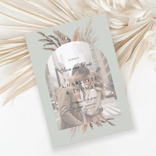 Modern Photo Boho Pampasgras  Invitation