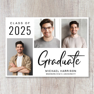 Modern Photo Bold Script Class of 2025 Graduation Announcement